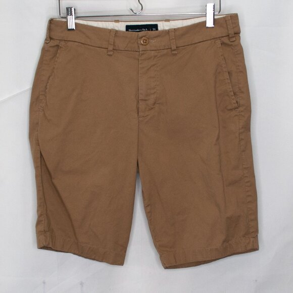 Abercrombie & Fitch Chino Shorts Mens 31 Brown 11" Casual Stretch A&F 0311X - Picture 1 of 5
